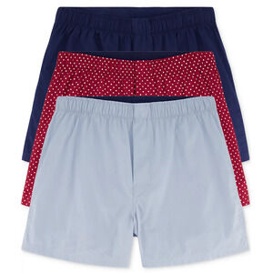 GAP Men 3-Pk Cotton Boxers Bleach Blue/Red Dot/Elysian Blue Size M